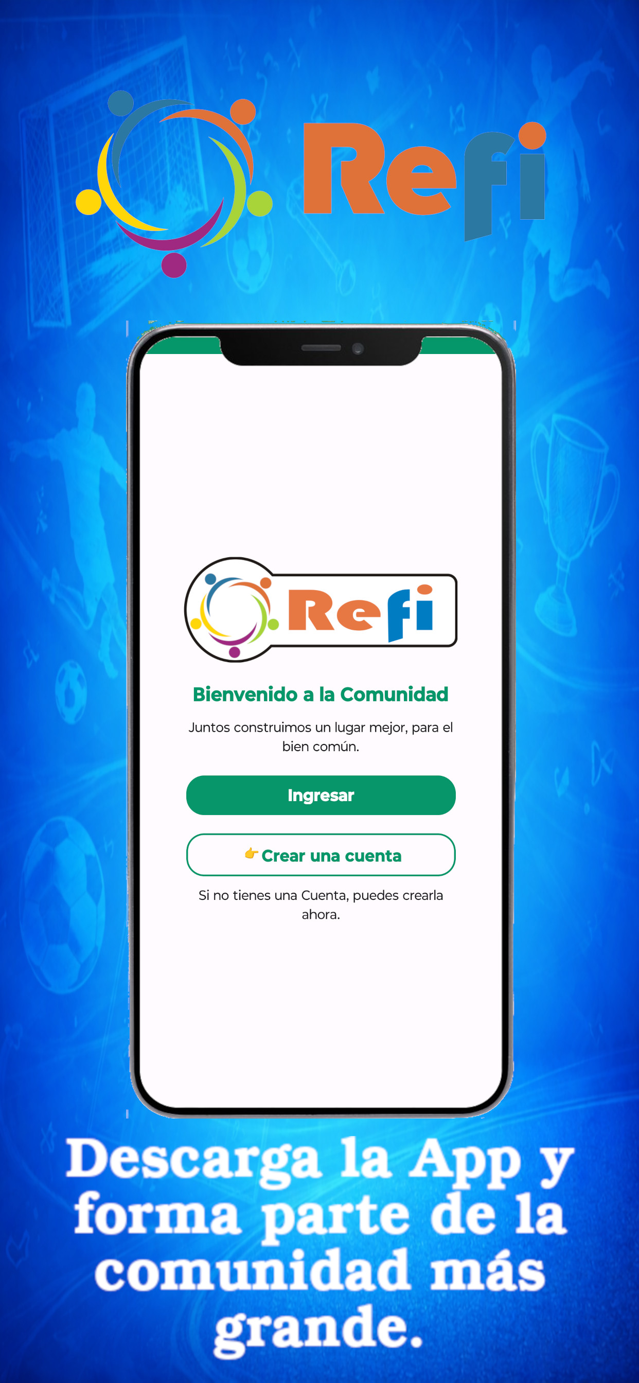 Pantalla de bienvenida Refi